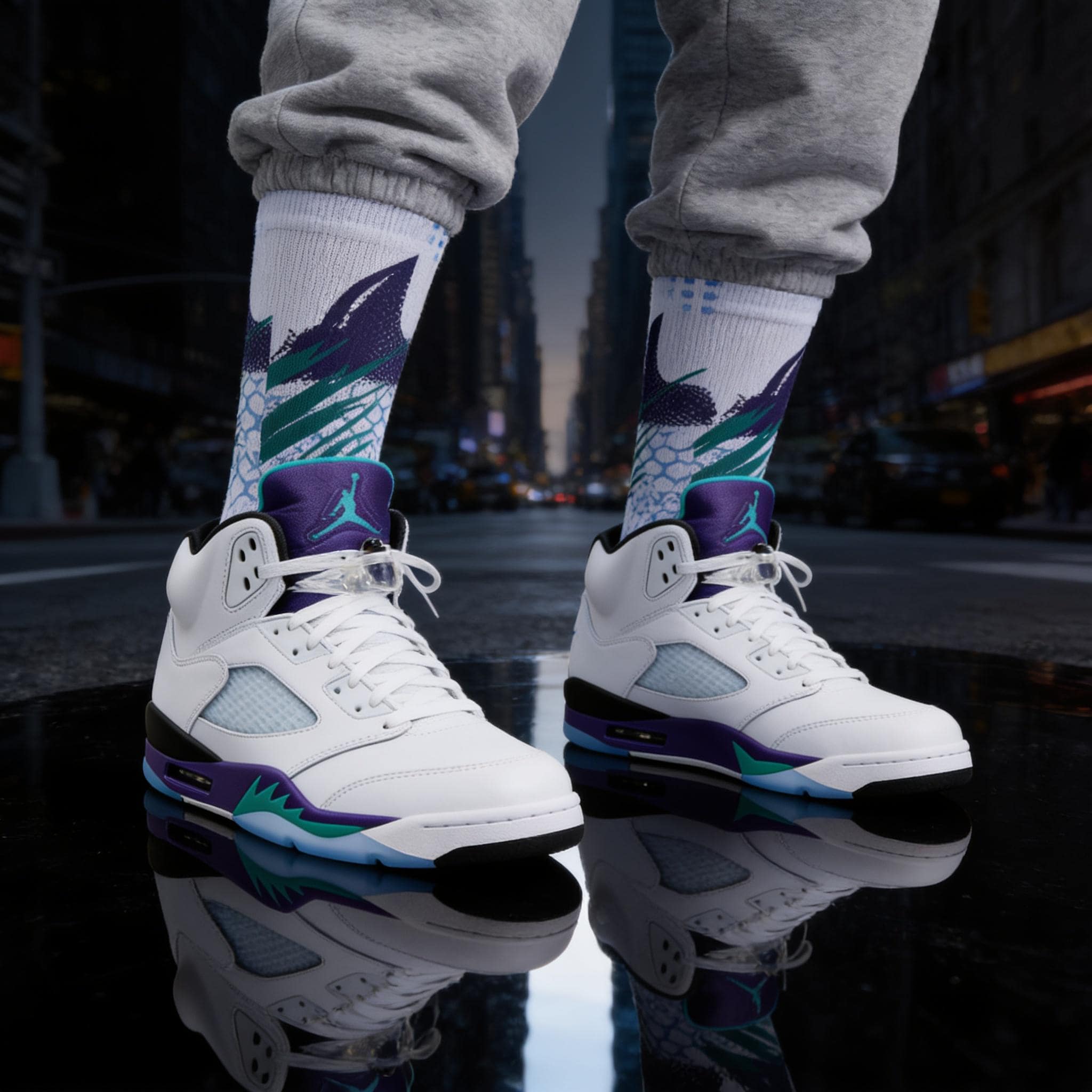 Matching Socks for Jordan 5 Retro Grape 2025 Inspired Design