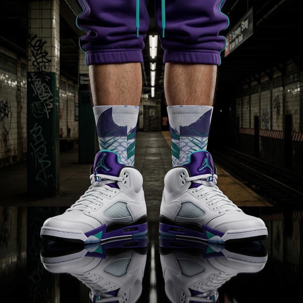 Matching Socks for Jordan 5 Retro Grape 2025 Inspired Design