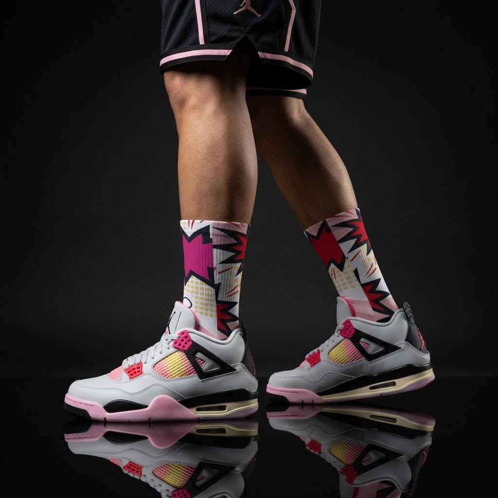 Matching Socks for Jordan 4 Retro Comic 5 Inspired Design
