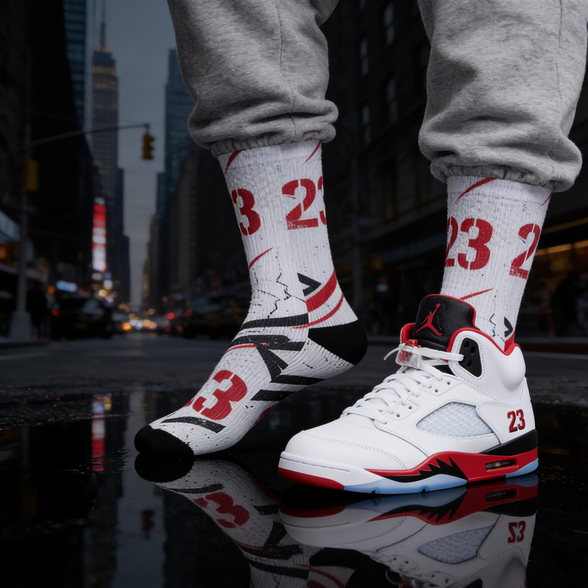 Matching Socks for Jordan 5 Retro Fire Red 2025 Inspired Design