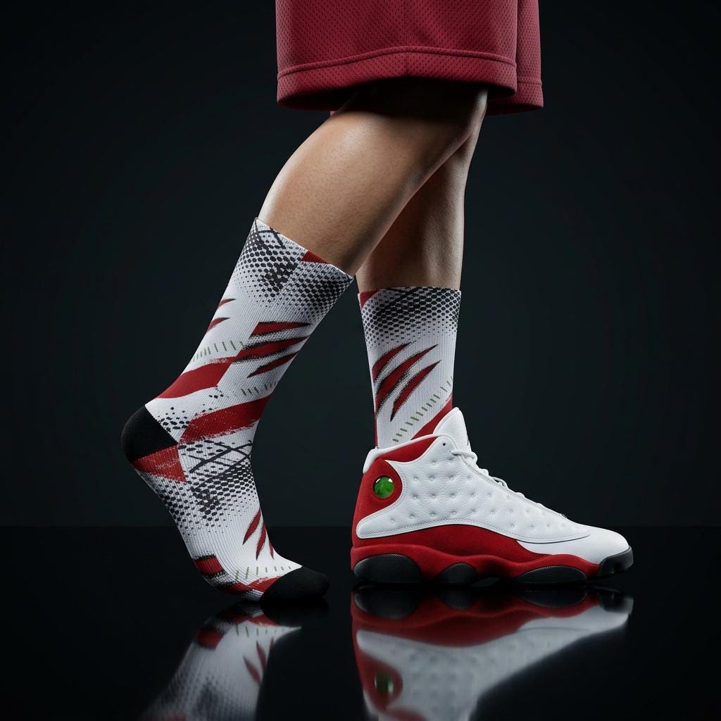 Matching Socks for Jordan 13 Retro Chicago 2026 Inspired Design