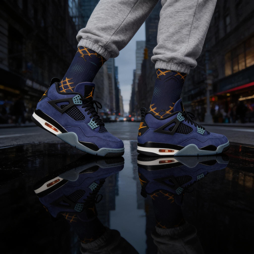 Matching Socks for Jordan 4 Retro Lakers Inspired Design
