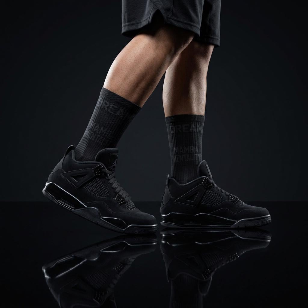 Matching Socks for Jordan 4 Retro Black Cat 2025 Inspired Design