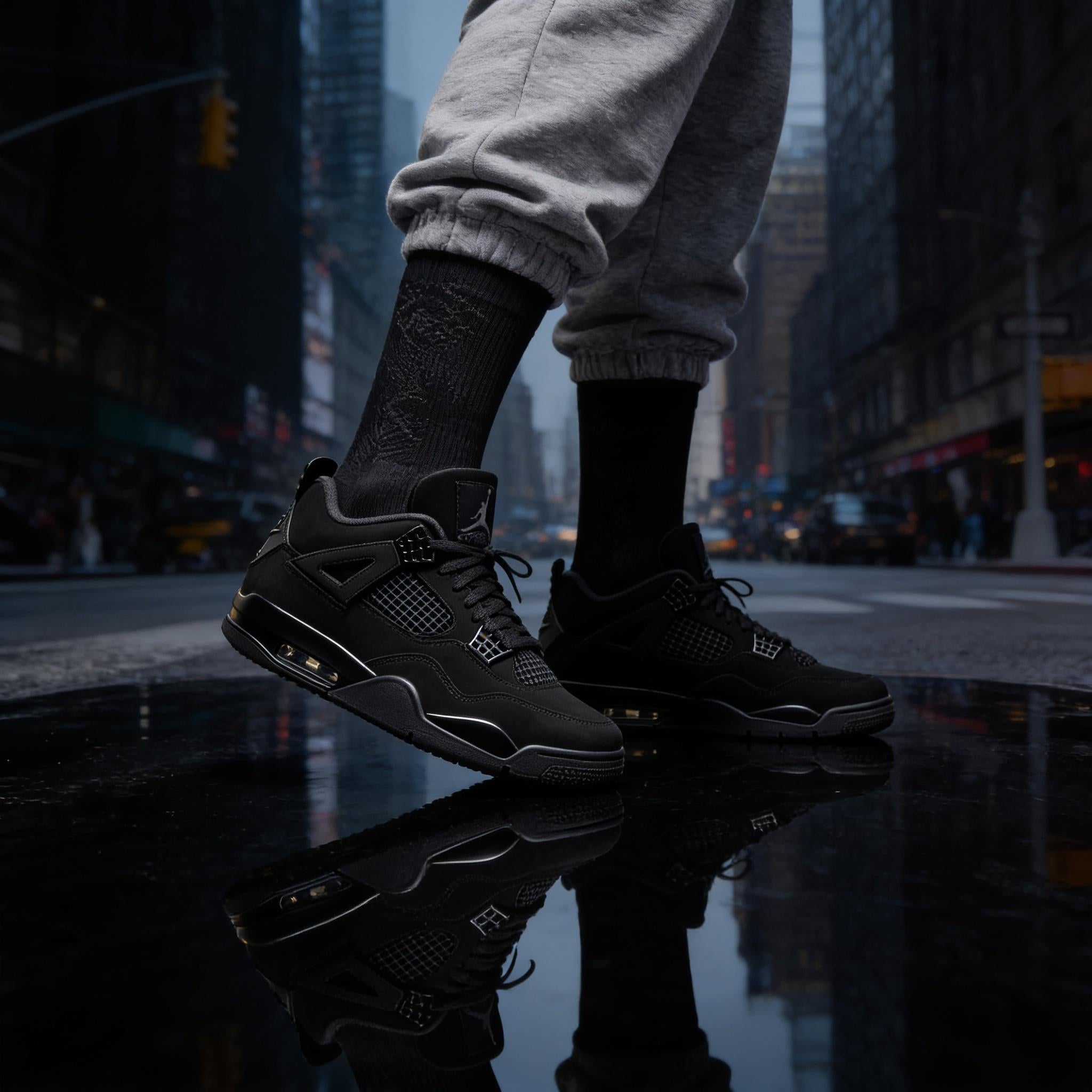 Matching Socks for Jordan 4 Retro Black Cat 2025 Inspired Design